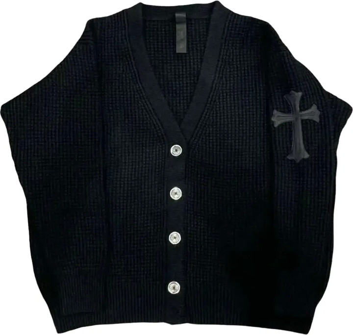 Chrome Hearts Cross-Patch Waffle Knit Cardigan