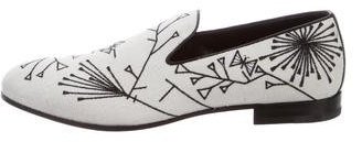 Sergio Rossi Embroidered Leather-Trimmed Smoking Slippers