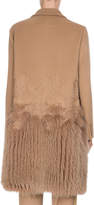 Thumbnail for your product : Givenchy Wool-Cashmere Lace Single-Breasted Coat with Fur Hem, Camel
