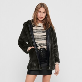Only Faux Fur Hooded Coat