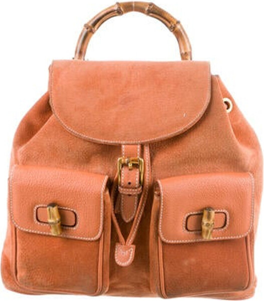 Gucci Large Suede Bamboo Backpack ShopStyle