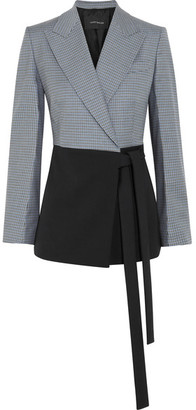 Cédric Charlier Checked Wool-blend Wrap Jacket