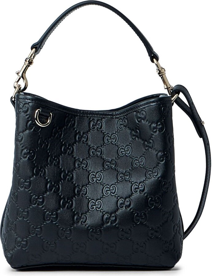 Gucci Gg Emblem Small Leather Bucket Bag