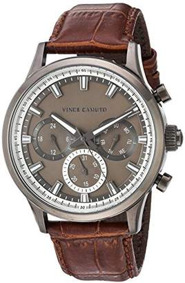 Vince Camuto Men's VC/1089DGDG Multi-Function Dial Brown Croco-Grain Leather Strap Watch