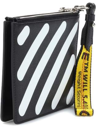 Off-White Off White Diagonal Double Flap leather pouch