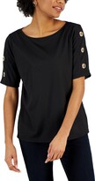 Thumbnail for your product : Nine West Women's Boat-Neck Ribbed Grommet-Sleeve Top