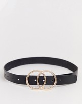 Thumbnail for your product : ASOS DESIGN leather double circle waist and hip jeans belt