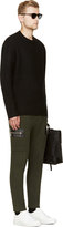 Thumbnail for your product : Green & Black Cy Choi Olive Leather Zip Trousers