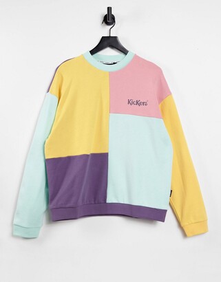 Kickers relaxed sweatshirt with embroidered logo in vintage colour block