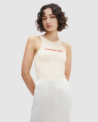 Calvin Klein Jeans Women's Neutrals Singlets - Slim Monogram Tank Top