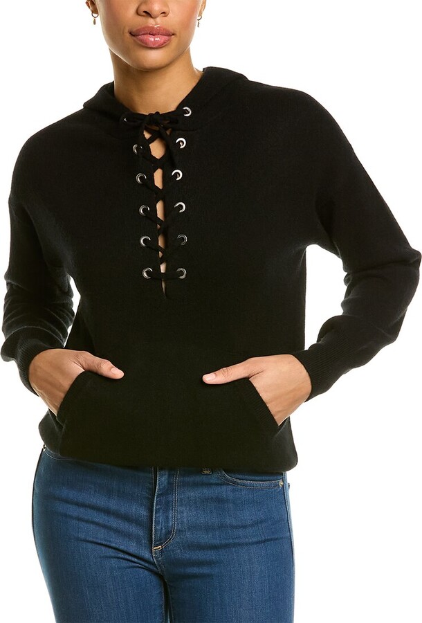 Amicale Cashmere Lace-Up Cashmere Hoodie ShopStyle