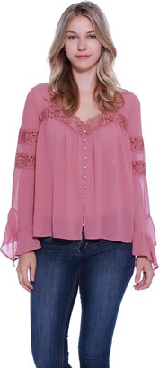 Taylor & Sage Women's Ruffle Bell Sleeve Peasant Top