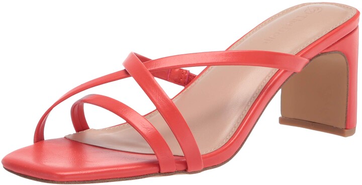 The Drop Ainsley Square Toe Gathered Two Strap High Heeled Sandal Womens Shoes Heels Sandal heels 