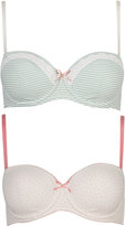 Thumbnail for your product : Marks and Spencer 2 Pair Pack Cotton Striped & Spotted Balcony Bras A-DD