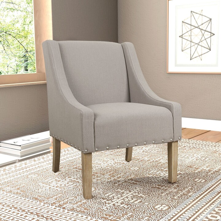HomePop Modern Swoop Accent Chair with Nailhead Trim Tan ShopStyle