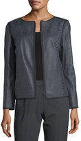 Thumbnail for your product : Lafayette 148 New York Keaton Embossed Leather Grosgrain-Trim Jacket