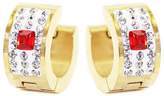 Thumbnail for your product : Supreme Pair Iced Out Clear Crystal Orange Grid Gold Stainless Steel Men Women Unisex Huggie Hoop Earrings