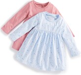 Thumbnail for your product : First Impressions Baby Girls Deena 2-Pk. Solid & Print Long-Sleeve Dresses, Created for Macy's