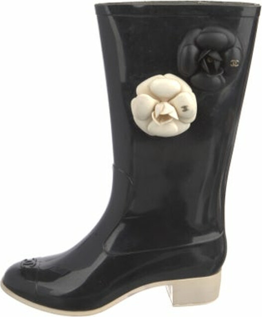 chanel black and white boots