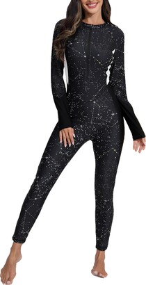 Halcurt Women's Full Body One Piece Zipper Rash Guard Swimsuit Long