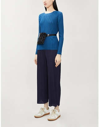 Pleats Please Issey Miyake Scoop-neck woven pleated top