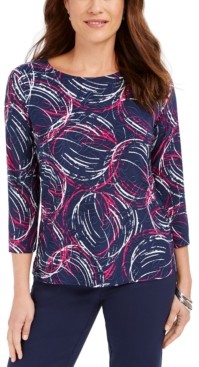 JM Collection Printed Jacquard Top, In Regular and Petite, Created for Macy's