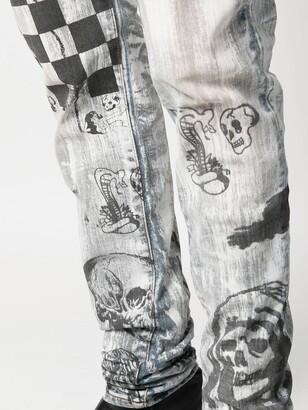 Amiri Graffiti-Print Slim Jeans