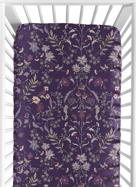 Sweet Jojo Designs SweetJojoDesignsGirlBabyFittedCribSheetBohoFloralWildflowerPlumPurpleandTeal
