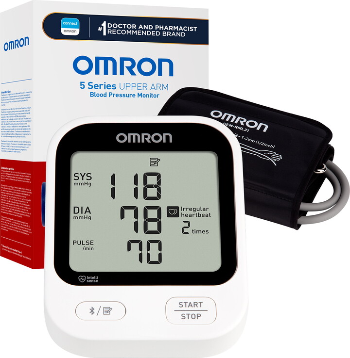 Omron 5 Series Upper Arm Blood Pressure Monitor and Arm Cuff for Home Use
