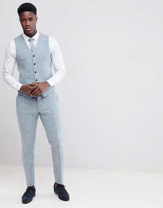 Noak Skinny Suit vest In Harris Tweed