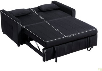 Ebern Designs Sleeper Sofa Bed 3-In-1 Velvet Pull Out Couch With Armrests Storage Pockets And 2 Pillows Adjustable Backrest Sofa Bed Couch For Living Room Bedr