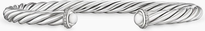 David Yurman Cable Cuff Bracelet in Sterling Silver with Pav? Diamonds | Men's | Size M