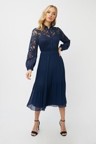 Thumbnail for your product : Little Mistress Aliza Navy Lace Midi Shirt Dress