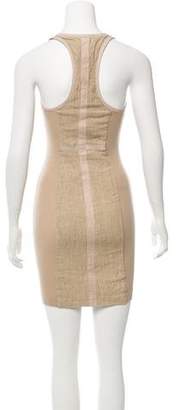 Illia Leather-Accented Linen Dress w/ Tags