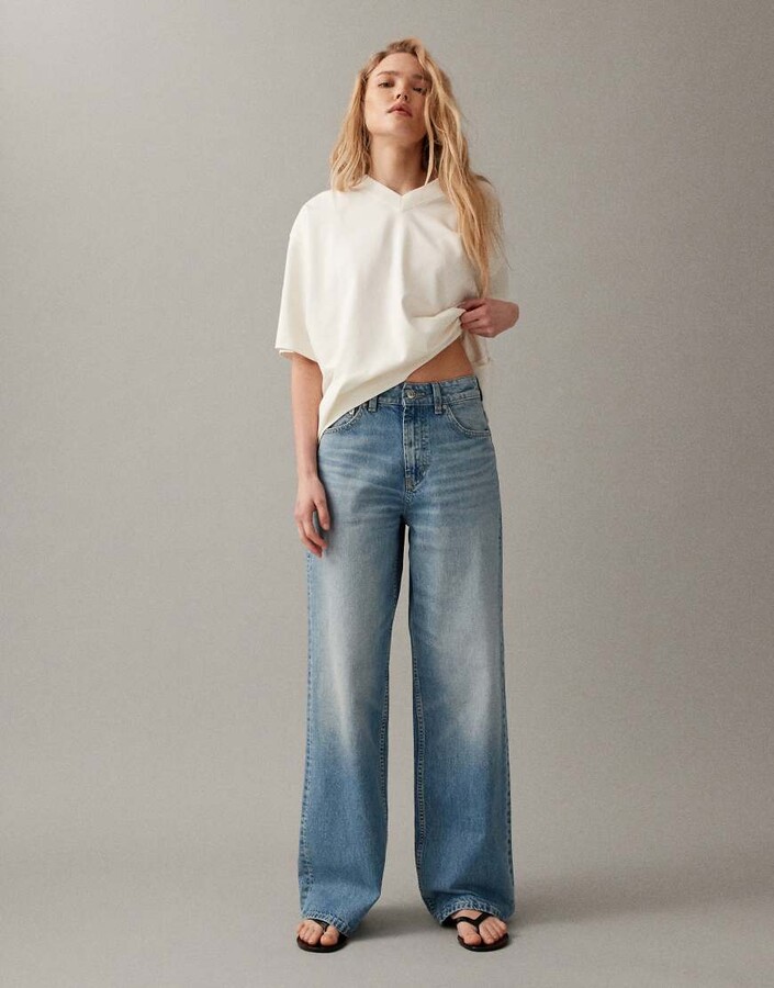 ASOS DESIGN Circular Design Collection wide leg dad jeans in authentic midwash