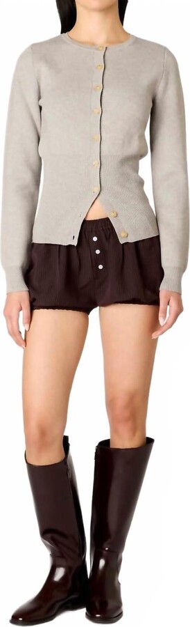 Nia Classic Button-Front Sophia Cardigan In Heather Grey