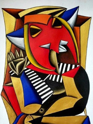 Exotic India Abstract Of Blessing Ganesha | Acrylic On Paper | By Arvind Mahajan