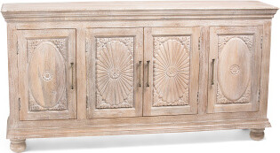 TJMAXX 73X38 Solid Mango Wood Adana Hand Carved Sideboard