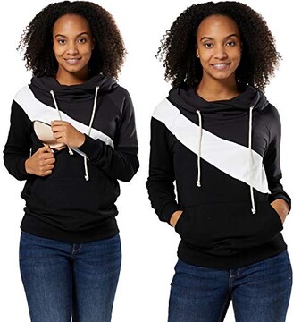 HAPPY MAMA Women's Maternity Nursing Hoodie Zipped Sweatshirt 1128  (Graphite & White & Black - ShopStyle