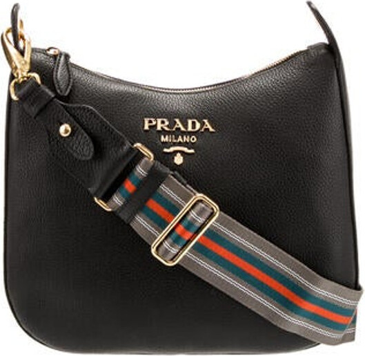 Prada Vitello Phenix Leather Web Stripe Strap Crossbody - ShopStyle Shoulder  Bags