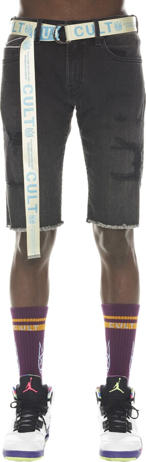 Cult of Individuality Rocker Belted Denim Shorts
