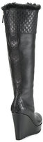 Thumbnail for your product : Gucci GG Leather Fur-Lined Wedge Boots