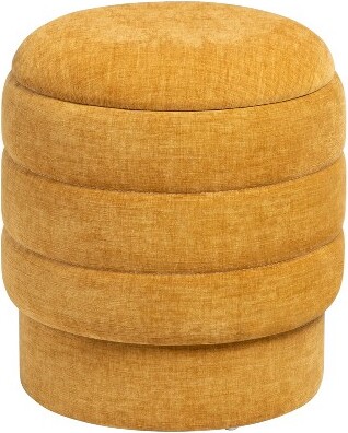 Crestview Collection CrestviewCollectionYellowUpholsteredRoundOttomanwithStorage