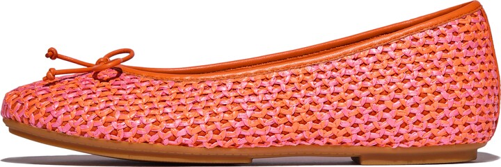 FitFlop DELICATO Bow Two-Tone Woven Ballerinas Faux-Raffia (PP)/Leather