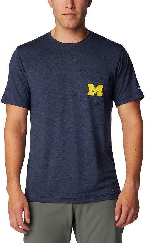 Men's Columbia Navy Michigan Wolverines Tech Trail Omni-Wick T-Shirt
