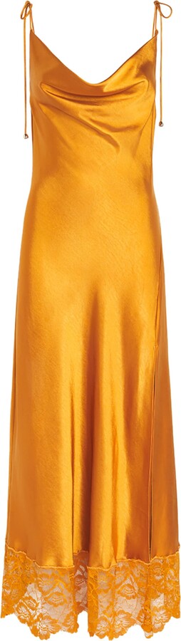 Self-Portrait Satin-Lace Maxi Dress