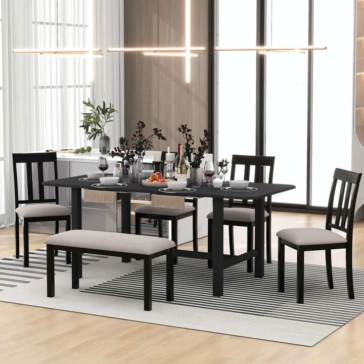 BEYONDHOME 6 piece Dining Table Set ,Adjustable Table Length with