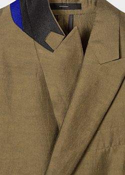 Men's Khaki Linen and Silk-Blend Double-Breasted Blazer