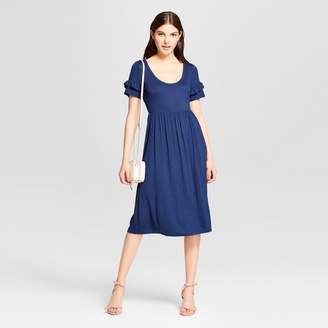 Vanity Room Women's Knit Dress with Double Ruffle Sleeve - Vanity Room Blue