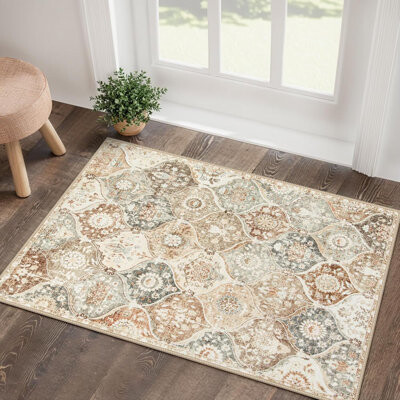 Moroccan Trellis Entryway Rug, 2X3 Kitchen Rugs Non Slip Washable, Non-Slip Indoor Door Mat Ultra-Thin, Small Throw Carpet For Bathroom Bedroom Entry,